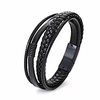mens cowhide multi-layer braided leather bracelet bangle with magnetic clasp cowhide