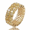mens hip hop ring 2 rows 14k gold silver plated iced out cz lab wedding engagement bling ring (gold,  12)