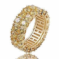 mens hip hop ring 2 rows 14k gold silver plated iced out cz lab wedding engagement bling ring (gold,  12)