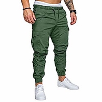 mens Joggers Streetwear Sweatpants casual cargo pants elastic waist Trousers multi pockets chino jogger pant(army green, xx-large) miniinthebox