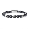 mens leather budda head matte onyx stone bracelet