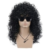 Mens Long Curly Black Hard 70S 80S Rocker Wig Costume Cosplay Wig Black Wigs (Only Wig Without Glasses) miniinthebox