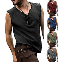 mens medieval costume renaissance pirate tank tops raw cut viking halloween sleeveless t shirt top black miniinthebox