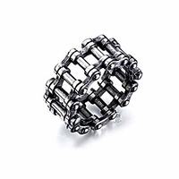 mens motorcycle biker bicycle chain ring,  stainless steel punk rock hip hop bands ring for men boys father