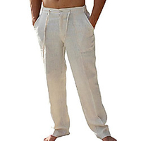 mens pants beach casual summer elastic waist drawstring loose fit trousers with pockets Solid Color miniinthebox
