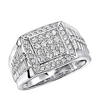 mens pinky rings diamond band 10k gold square shape 1ctw (white gold,  size 11.5)