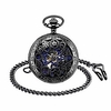 mens pocket watch with chain,  retro men analogue steampunk skeleton watches,  mechanical hand wind pocket fob watch with roman numerals for men miniinthebox