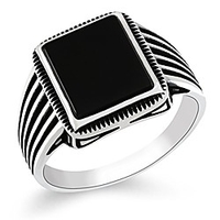 mens rings 925 sterling silver jewelry black onyx stone men
