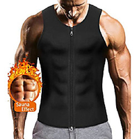mens sauna waist trainer corset vest with zipper for weight loss hot sweat neoprene body shaper gym workout tank top (black body slimming vest,  2xl) miniinthebox