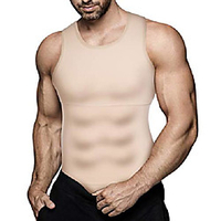 mens slimming body shaper vest compression shirt abs abdomen shapewear workout tank top undershirt (large,  beige tops) miniinthebox