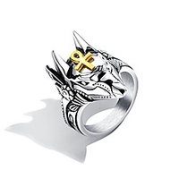 mens stainless steel anubis ring egyptian gold ankh cross ring biker band size 12