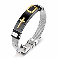 mens stainless steel religious cross id tag bangle cuff bracelets bangle wristband for men boys sporty size adjustable easter