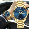 mens watches blue face, black stainless steel watches for men, day date watch for men, business casual quartz men