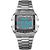 mens watches military sports watches waterproof led dual-time countdown alarm luminous digital watch (silver)