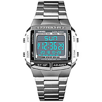 mens watches military sports watches waterproof led dual-time countdown alarm luminous digital watch (silver)