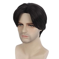 Mens Wigs Short Straight Hair Synthetic Hair in The Middle Suitable For Mens Daily Role Playing Parties And hats Black miniinthebox
