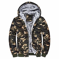 mens winter warm fleece full-zip zipper sweater jacket thick padded coat hoodie sweatshirt camouflage outwear cotton (l,  multicolor)