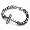 mens womens black stainless steel horizontal sideway lateral cross link chain bangle bracelet