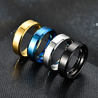 mens womens blue stainless steel plain wedding band ring jewelry matte surface, polished, size 6