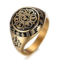 mens womens lotus sanskrit mantra engraved band rings,  stainless steel lucky rings