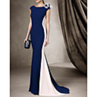Mermaid / Trumpet Beautiful Back Sexy Engagement Formal Evening Dress Boat Neck Sleeveless Court Train Spandex with Sleek 2020