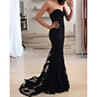 Mermaid / Trumpet Beautiful Back Sexy Engagement Formal Evening Dress Sweetheart Neckline Sleeveless Court Train Lace with Lace Insert 2020