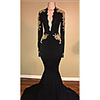 Mermaid / Trumpet Beautiful Back Sexy Engagement Formal Evening Dress V Neck Long Sleeve Sweep / Brush Train Spandex with Appliques 2020