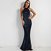 Mermaid / Trumpet Beautiful Back Sexy Prom Formal Evening Dress Halter Neck Sleeveless Floor Length Spandex Sequined with Sequin 2020