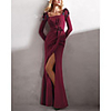 Mermaid / Trumpet Beautiful Back Sexy Wedding Guest Formal Evening Dress Scoop Neck Long Sleeve Floor Length Satin with Draping Split Appliques 2020