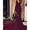 Mermaid / Trumpet Beautiful Back Sexy Wedding Guest Formal Evening Dress V Neck Sleeveless Court Train Spandex with Sleek 2020
