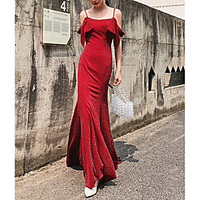Mermaid / Trumpet Beautiful Back Sparkle Engagement Formal Evening Dress Spaghetti Strap Sleeveless Sweep / Brush Train Sequined with Sequin 2020 miniinthebox