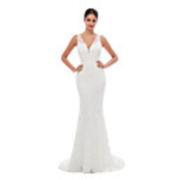 Mermaid / Trumpet Celebrity Style Sexy Engagement Formal Evening Dress V Neck Sleeveless Court Train Sequined with Sequin Embroidery 2020