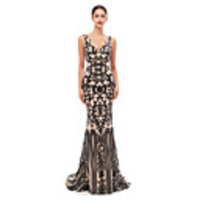 Mermaid / Trumpet Celebrity Style Sexy Prom Formal Evening Dress V Neck Sleeveless Court Train Tulle Sequined with Sequin 2020
