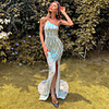 Mermaid / Trumpet Color Block Sexy Prom Formal Evening Dress One Shoulder Sleeveless Court Train Spandex with Split 2020