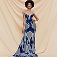Mermaid / Trumpet Color Block Sexy Prom Formal Evening Dress V Neck Sleeveless Sweep / Brush Train Sequined with Sequin 2020