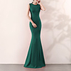 Mermaid / Trumpet Elegant Luxurious Elegant Formal Evening Dress Jewel Neck Sleeveless Sweep / Brush Train Satin with 2020