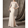 Mermaid / Trumpet Elegant Cut Out Engagement Formal Evening Dress Illusion Neck 3/4 Length Sleeve Sweep / Brush Train Stretch Satin with Beading Lace Insert 2020