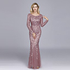 Mermaid / Trumpet Elegant Empire Party Wear Formal Evening Dress Jewel Neck Long Sleeve Floor Length Tulle with Embroidery 2020