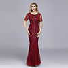Mermaid / Trumpet Elegant Empire Prom Formal Evening Dress Jewel Neck Short Sleeve Floor Length Tulle with Embroidery 2020