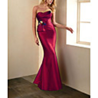 Mermaid / Trumpet Elegant Floral Wedding Guest Formal Evening Dress Illusion Neck Half Sleeve Sweep / Brush Train Taffeta Tulle with Appliques 2020