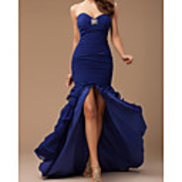 Mermaid / Trumpet Elegant Minimalist Engagement Formal Evening Dress Sweetheart Neckline Sleeveless Court Train Spandex with Ruffles Tier 2020
