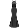 Mermaid / Trumpet Elegant Minimalist Party Wear Formal Evening Dress Halter Neck Sleeveless Floor Length Lace with Pleats 2020
