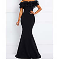 Mermaid / Trumpet Elegant Minimalist Party Wear Prom Dress Off Shoulder Short Sleeve Floor Length Satin with Ruffles 2020