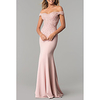 Mermaid / Trumpet Elegant Prom Formal Evening Dress Off Shoulder Short Sleeve Sweep / Brush Train Chiffon Lace with Appliques 2021 miniinthebox