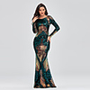 Mermaid / Trumpet Elegant Sparkle Party Wear Formal Evening Dress Jewel Neck Long Sleeve Floor Length Sequined with Sequin 2020