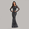 Mermaid / Trumpet Elegant Sparkle Party Wear Formal Evening Dress Jewel Neck Long Sleeve Floor Length Sequined with Sequin 2020