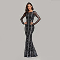 Mermaid / Trumpet Elegant Sparkle Party Wear Formal Evening Dress Jewel Neck Long Sleeve Floor Length Sequined with Sequin 2020