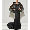 Mermaid / Trumpet Elegant Vintage Engagement Formal Evening Dress Jewel Neck Long Sleeve Court Train Satin with Appliques 2020 miniinthebox