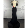 Mermaid / Trumpet Elegant Vintage Engagement Formal Evening Dress V Neck Short Sleeve Sweep / Brush Train Velvet with Appliques 2020