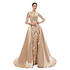 Mermaid / Trumpet Elegant Vintage Prom Formal Evening Dress Jewel Neck Long Sleeve Detachable Sequined with Sequin 2020
